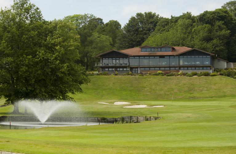 18th Pond looking up to clubhouse